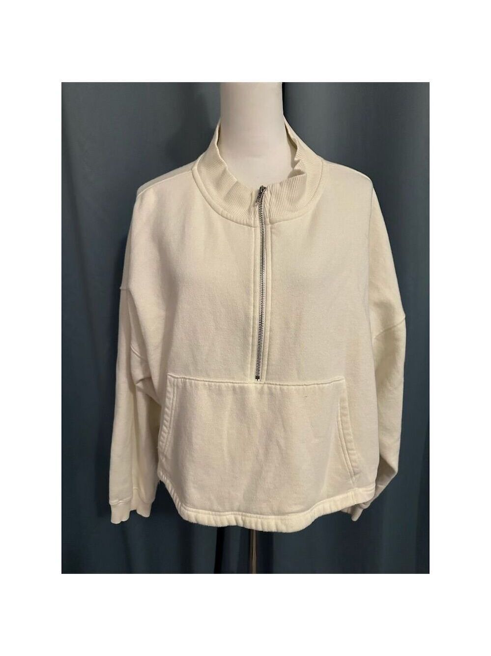 Victoria's Secret PINK Women's 2XL White Quarter Zip Pullover Sweatshirt